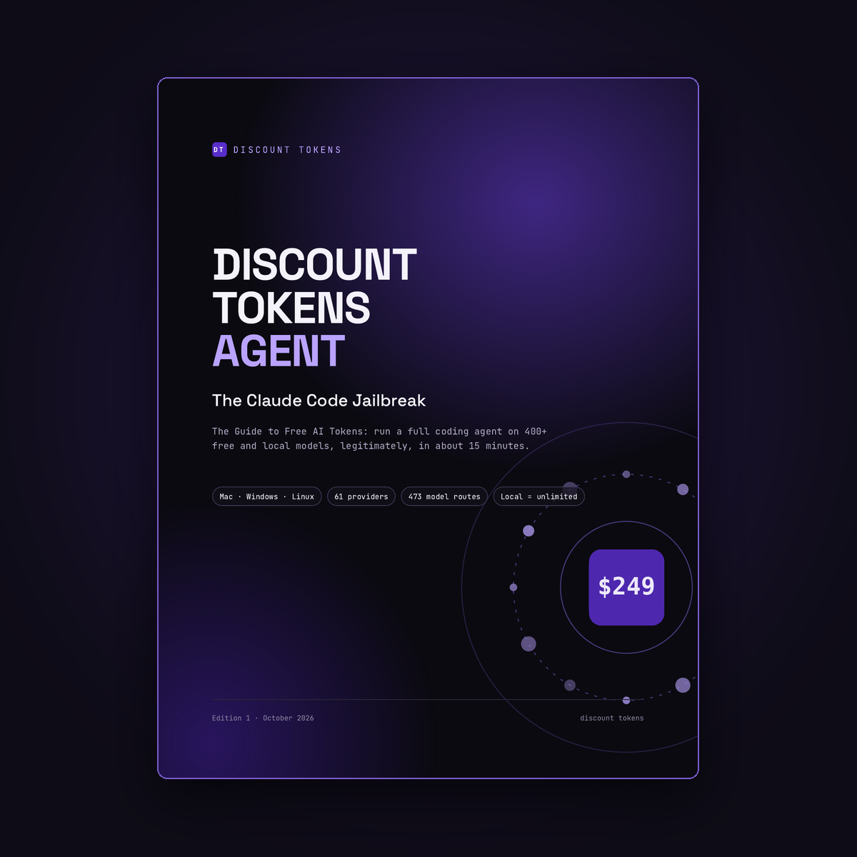 Discount Tokens Agent PDF guide cover: The Claude Code Jailbreak